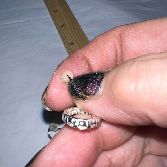 CZ Circle Dangle Earrings - Picture 7 of 8